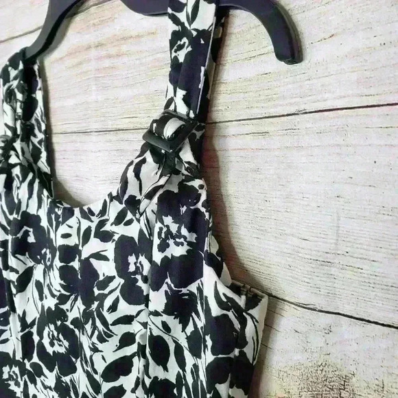 CHAPS by Ralph Lauren black & white floral sheath sundress midi dress size 6 - Picture 8 of 9